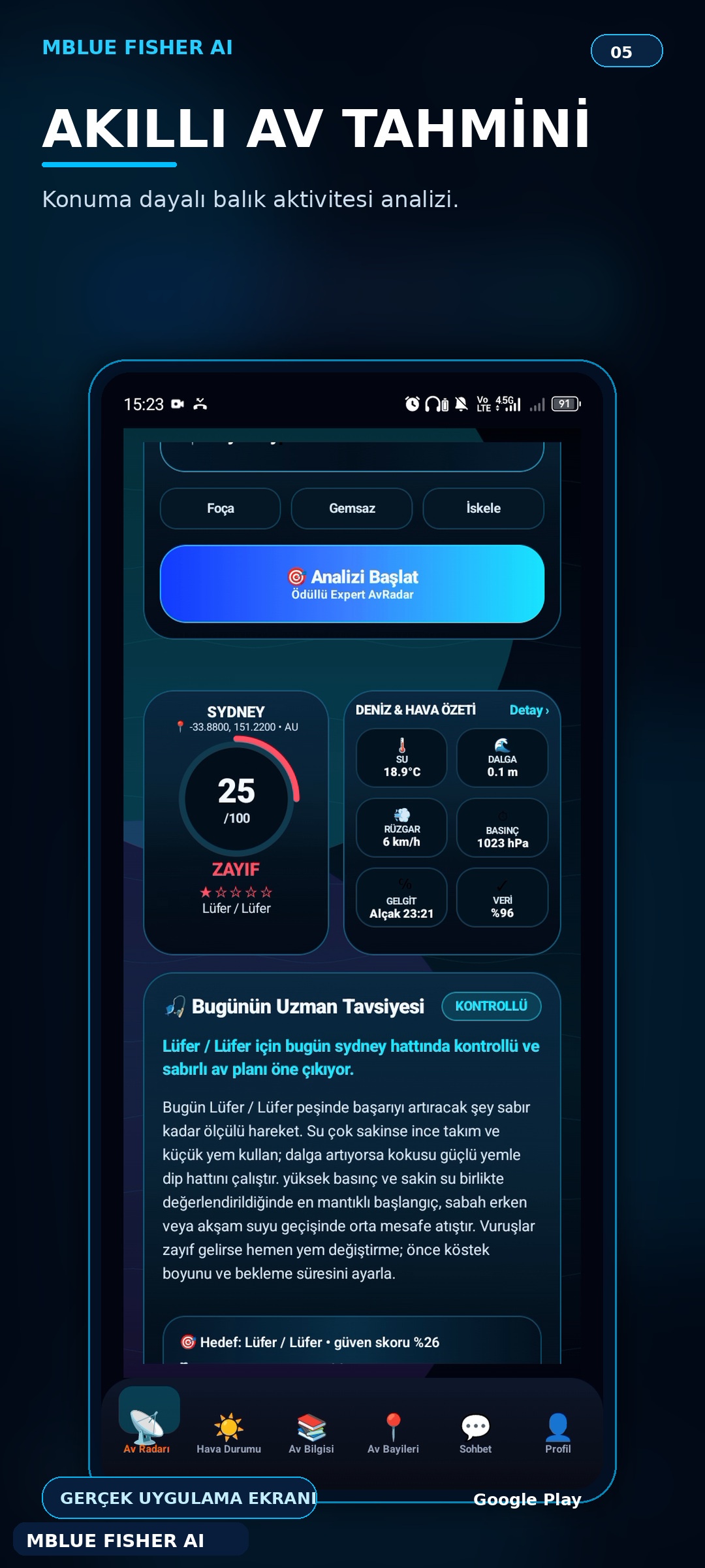 MBlueFisherAI ekranı
