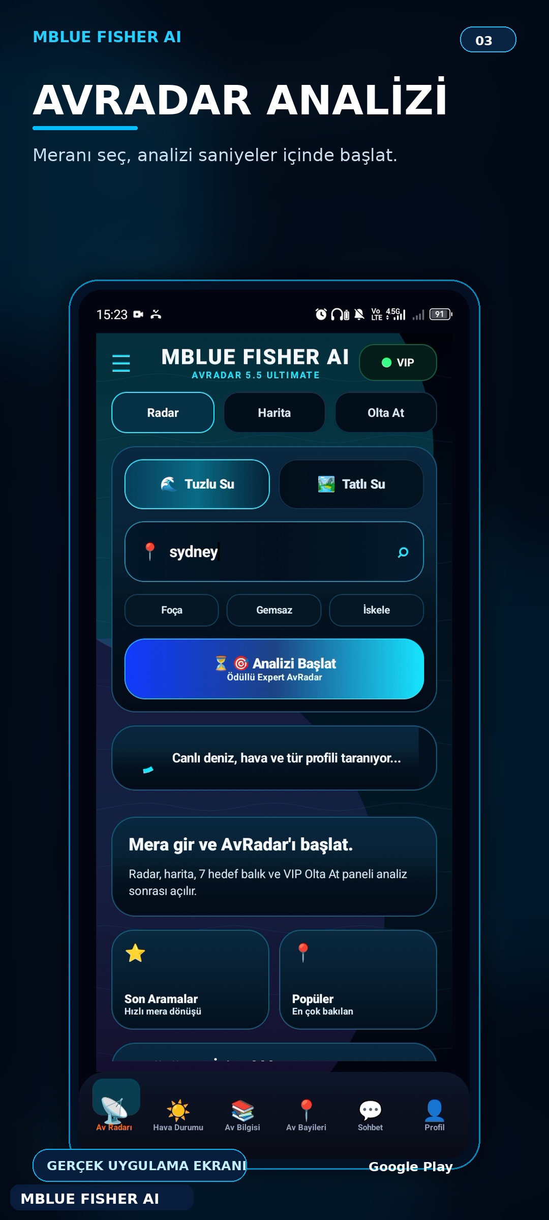 MBlueFisherAI ekranı